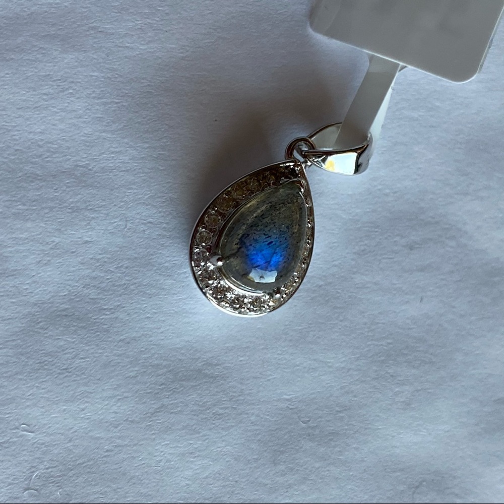 Genuine Labradorite Pendant .925 Sterling Silver